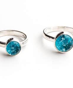 Memorial Rings - Sterling Silver - Straight Band - sky blue