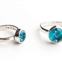 Memorial Rings - Sterling Silver - Straight Band - sky blue