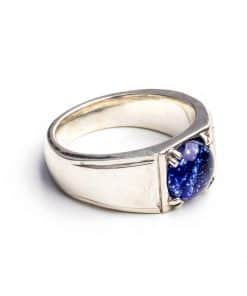 Signet Ring - Sterling Silver - Cobalt Blue