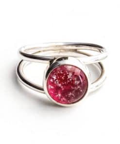 Split Band Ring - Sterling Silver - Pink