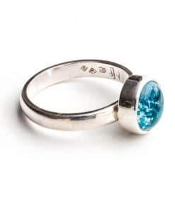 Straight Band Ring - Sterling Silver - Sky Blue