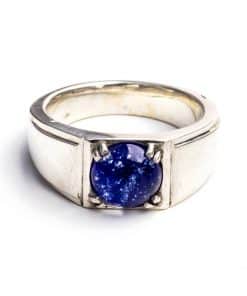 Signet Ring - Sterling Silver - Cobalt Blue