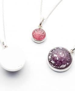 Memorial Pendants Sterling Silver - 26mm - Amethyst - 15mm - Pink