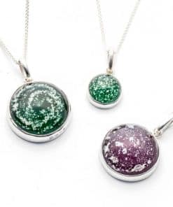 Memorial Pendants - Sterling Silver - 26mm - Emerald Green, 26mm - Amethyst & 15mm - Emerald Green