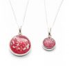 Memorial Pendants - Sterling Silver - 26mm Red & 15mm Pink