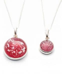 Memorial Pendants - Sterling Silver - 26mm Red & 15mm Pink