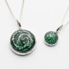 Memorial Pendants - Sterling Silver - 26mm and 15mm - emerald green